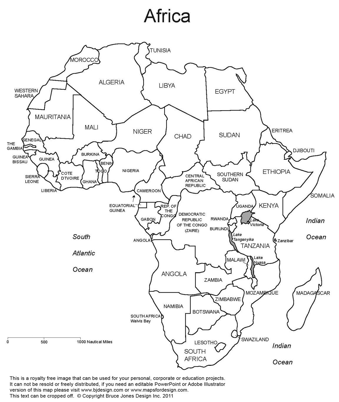 Printable Map Of Africa Africa Printable Map With Country Borders 
