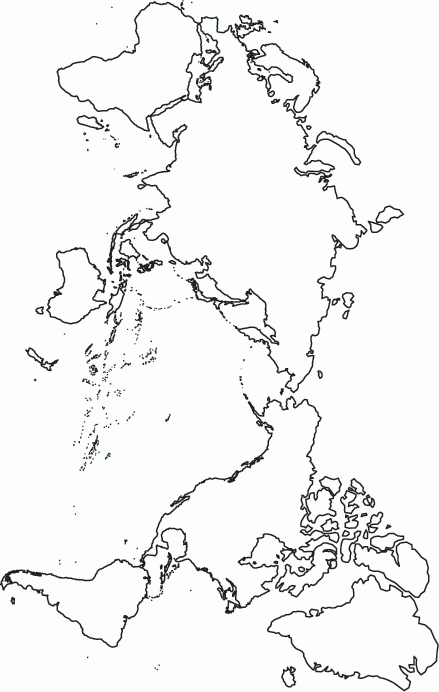 Printable World Map Pacific Centered No Country Borders World 