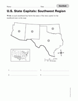 Quiz Southwest U S State Capitals Printable 3rd 8th Grade 