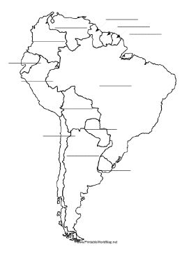 South America Fill In Map South America Map America Map South America 