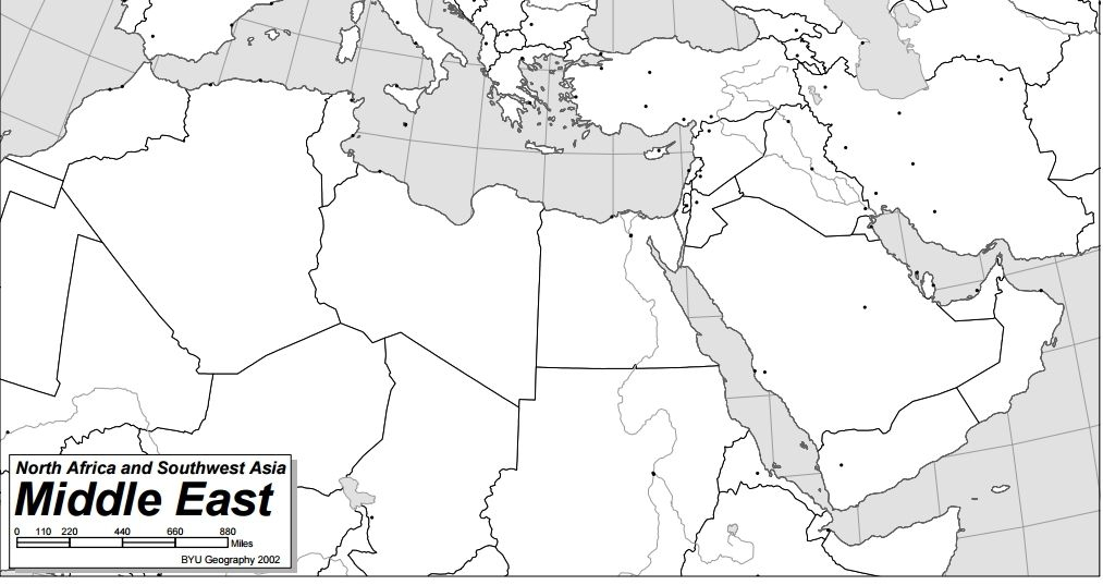 Southwest Asia And North Africa Blank Map Printable Us Maps Middle East 