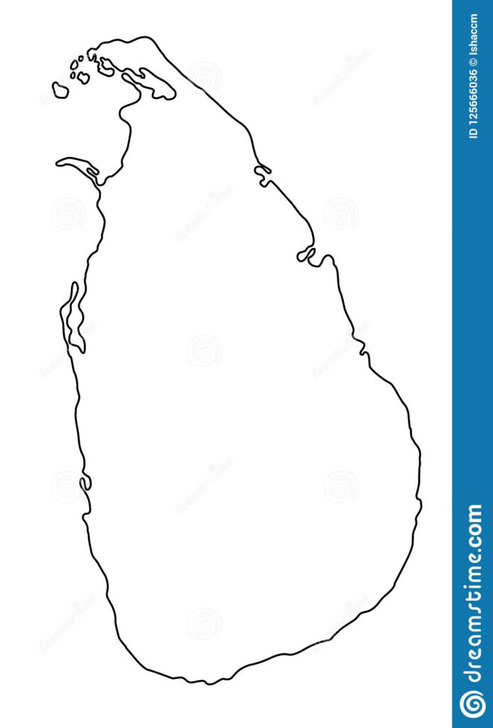 Sri Lanka Map Outline Vector Illustration Stock Vector Illustration 