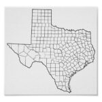 Texas Counties Blank Outline Map Poster Zazzle In 2020 Map