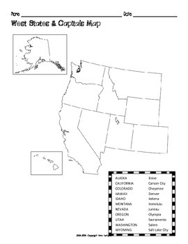 US West Region States Capitals Maps By MrsLeFave TpT