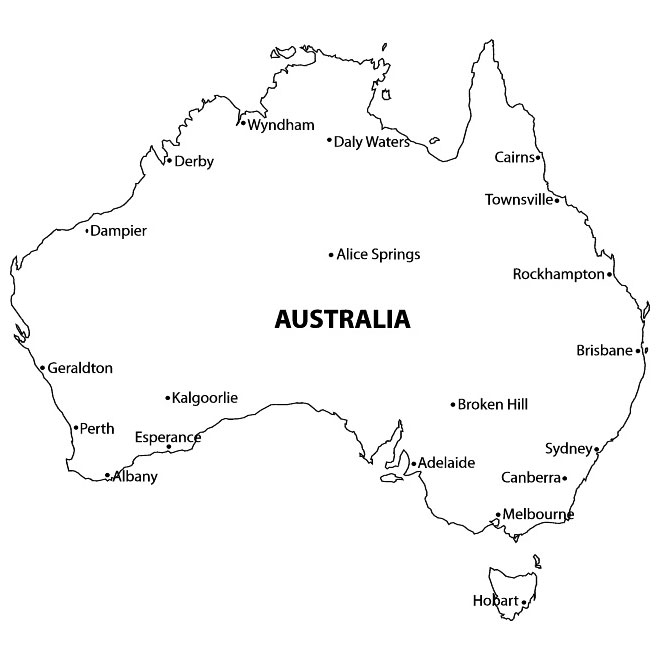 Vector Map Of Australia With Cities eps