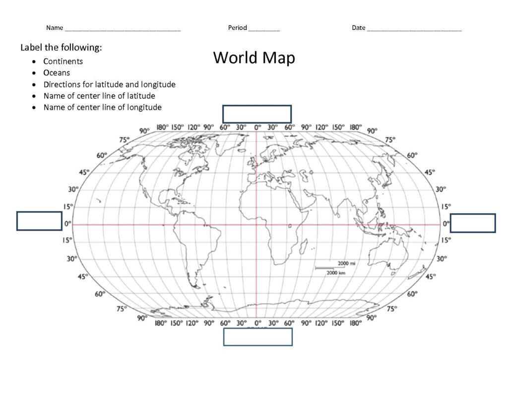 World Map Blank With Latitude And Longitude Best Lines Map Worksheets 