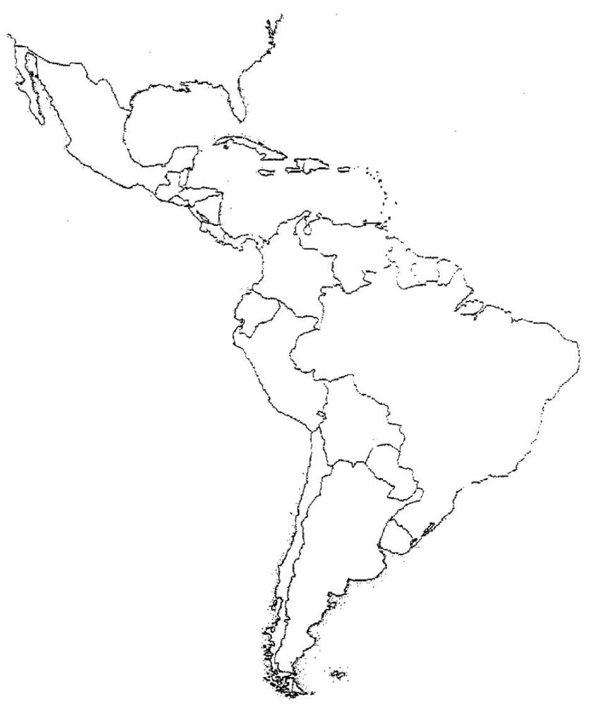 World Map Gray Central And South America Map Blank