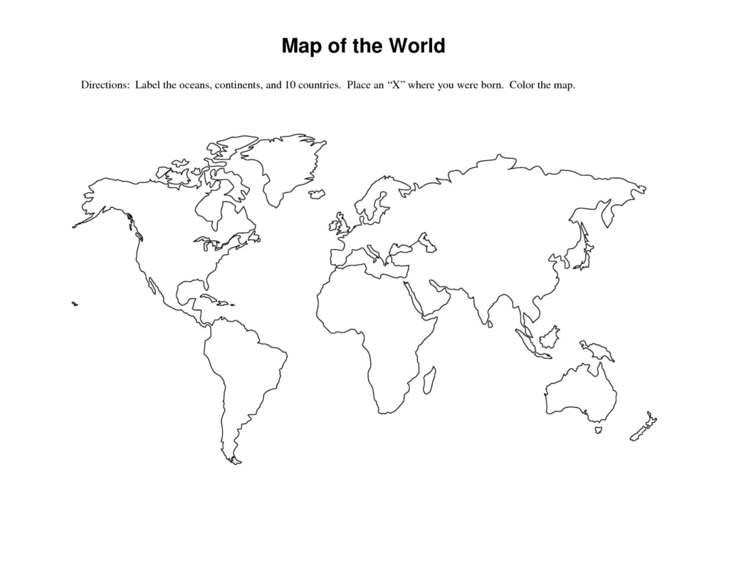 World Map Outline Worksheet World Map Printable World Map Outline 