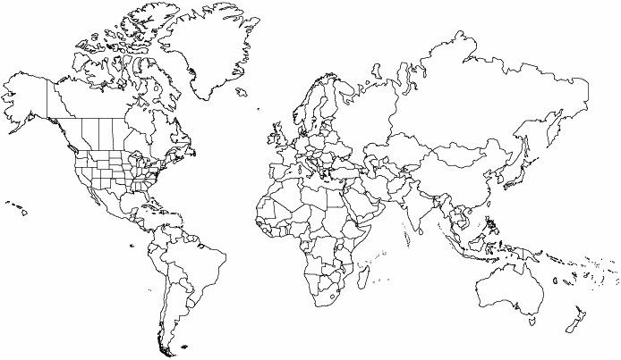 World Mercator Outlines Sagome