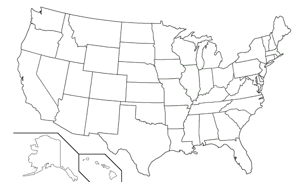 50 States Map Blank United States Map