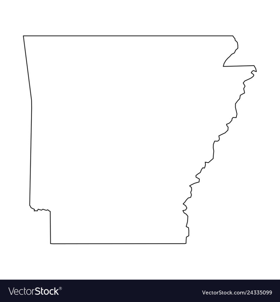 Arkansas State Of Usa Solid Black Outline Map Vector Image