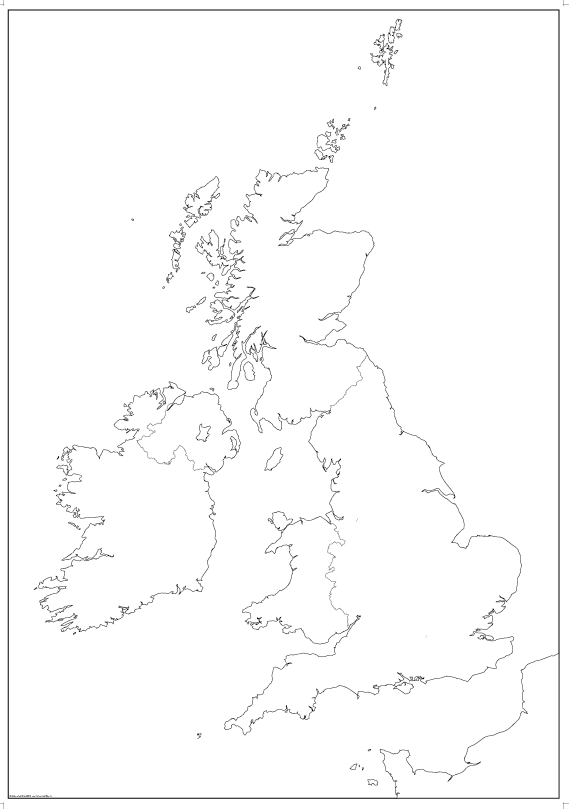 Big British Isles Map Outline With Borders Cosmographics Ltd