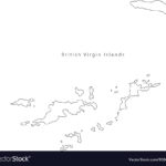 Black White British Virgin Islands Outline Map Vector Image