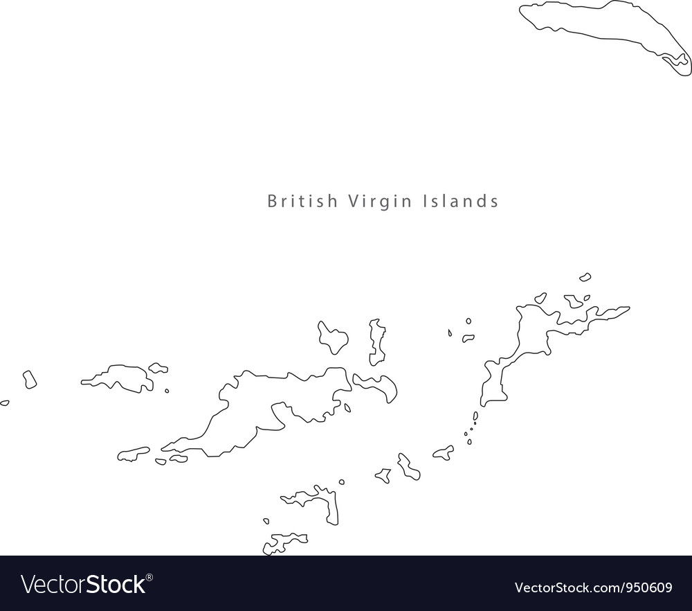 Black White British Virgin Islands Outline Map Vector Image