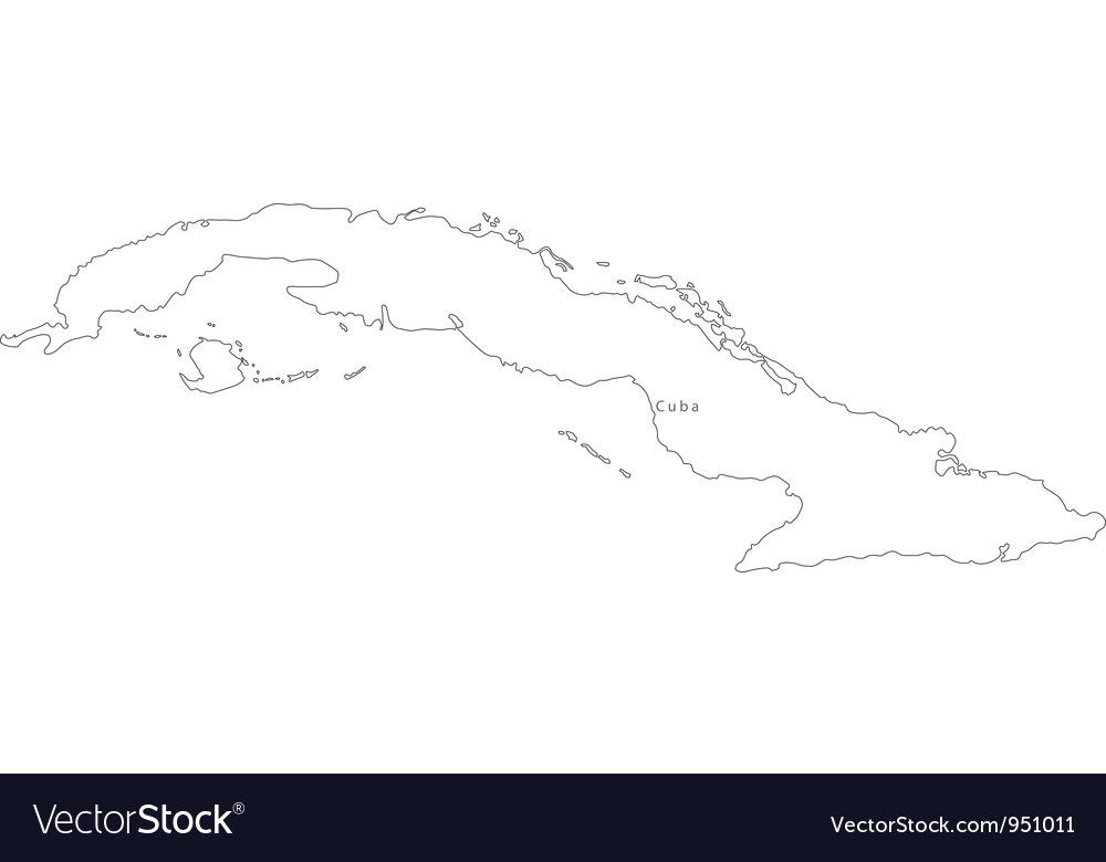 Black White Cuba Outline Map Royalty Free Vector Image