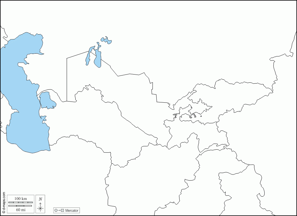 Blank Central Asia Map Tourist Map Of English