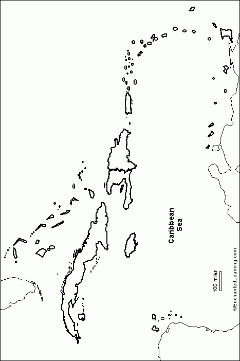 Blank Map Caribbean
