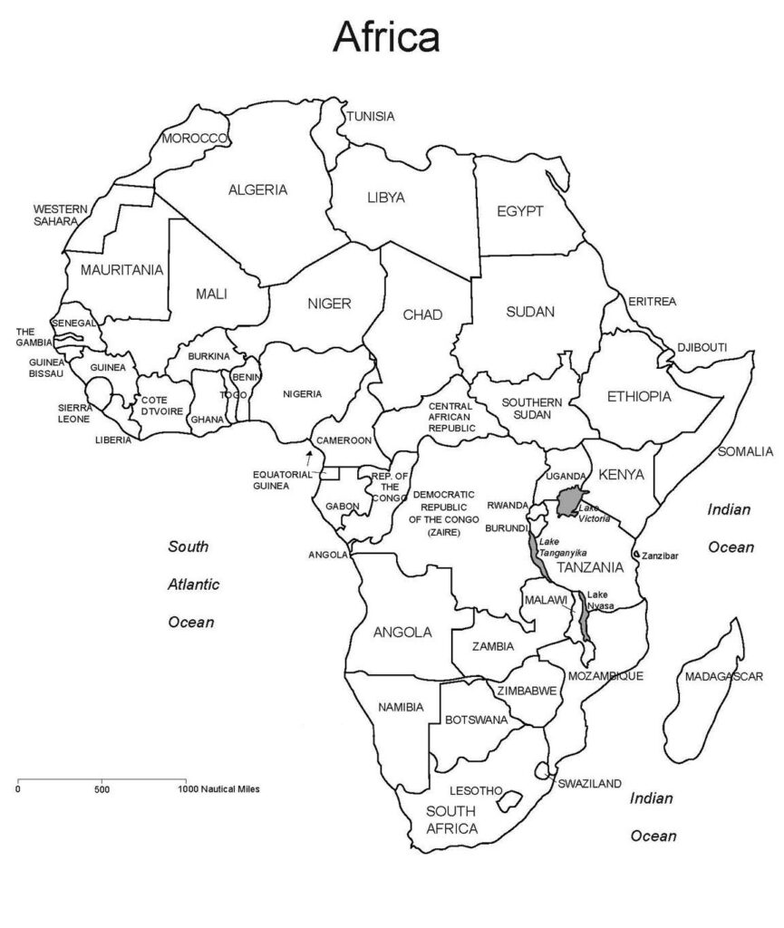 Blank Map Of Africa Large Outline Map Of Africa WhatsAnswer World 