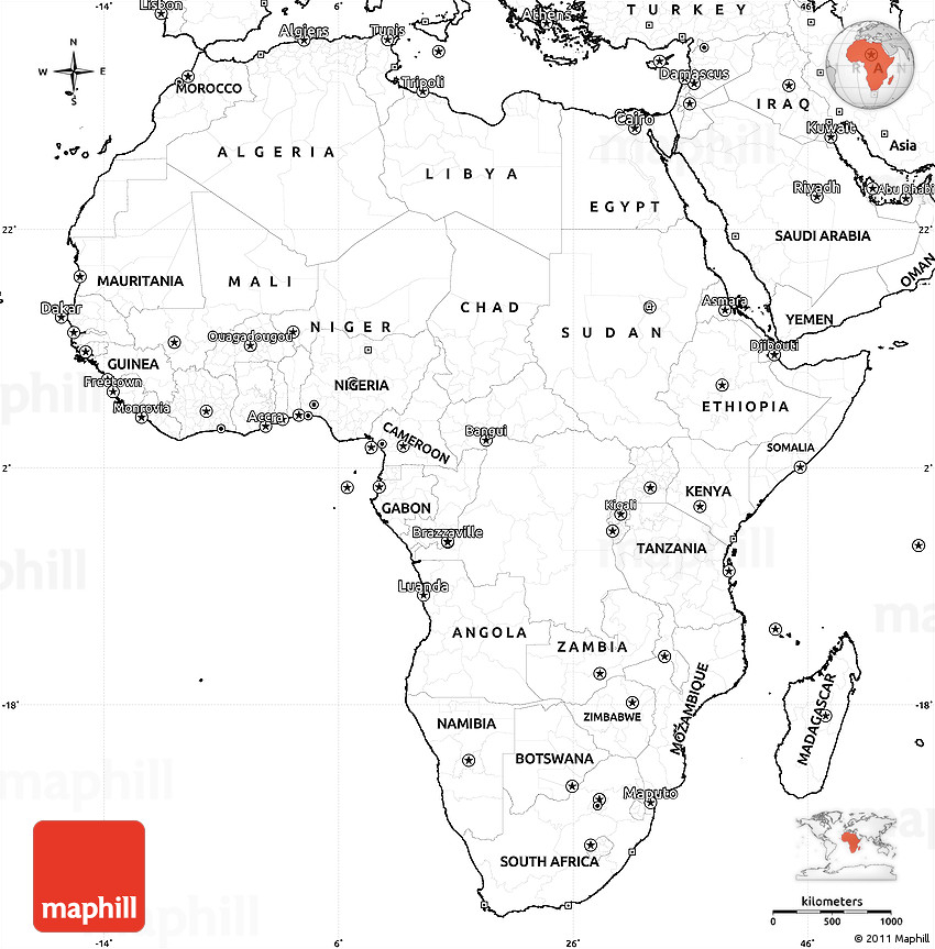 Blank Map Of Africa With Capitals