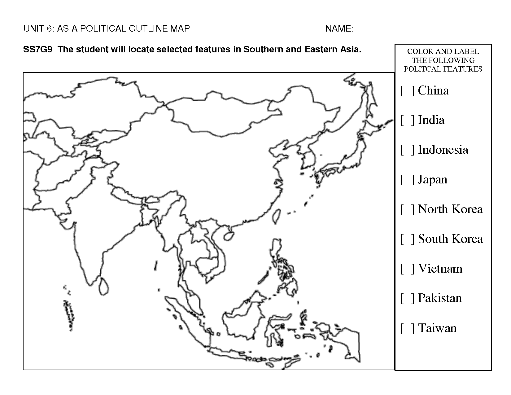 Blank Map Of Asia And Middle East