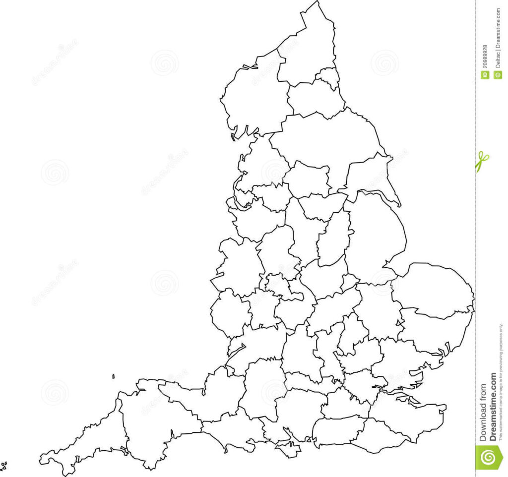 Blank Map Of England Counties Stock Vector Illustration Of 