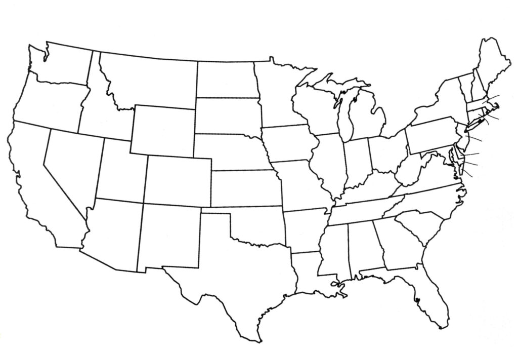 Blank Printable US Map With States Cities