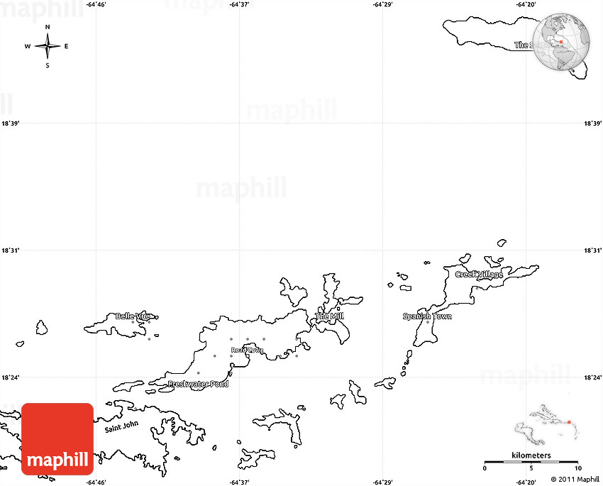 Blank Simple Map Of British Virgin Islands