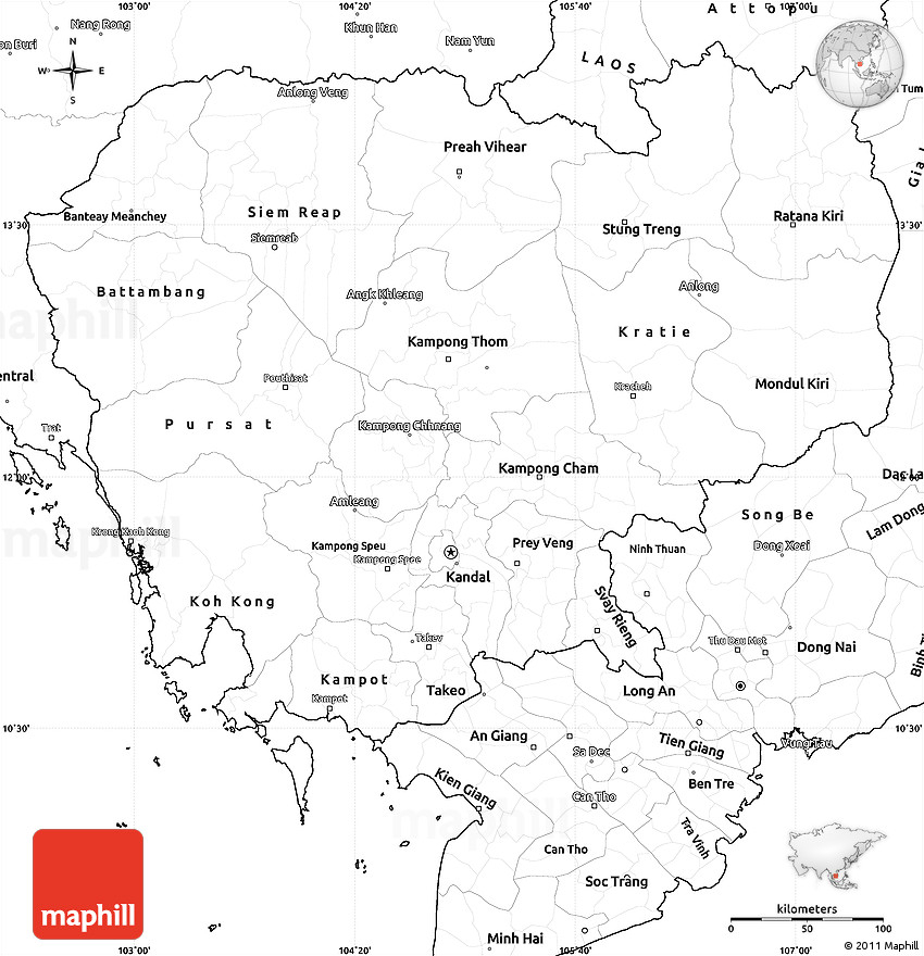 Blank Simple Map Of Cambodia