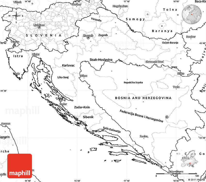 Blank Simple Map Of Croatia