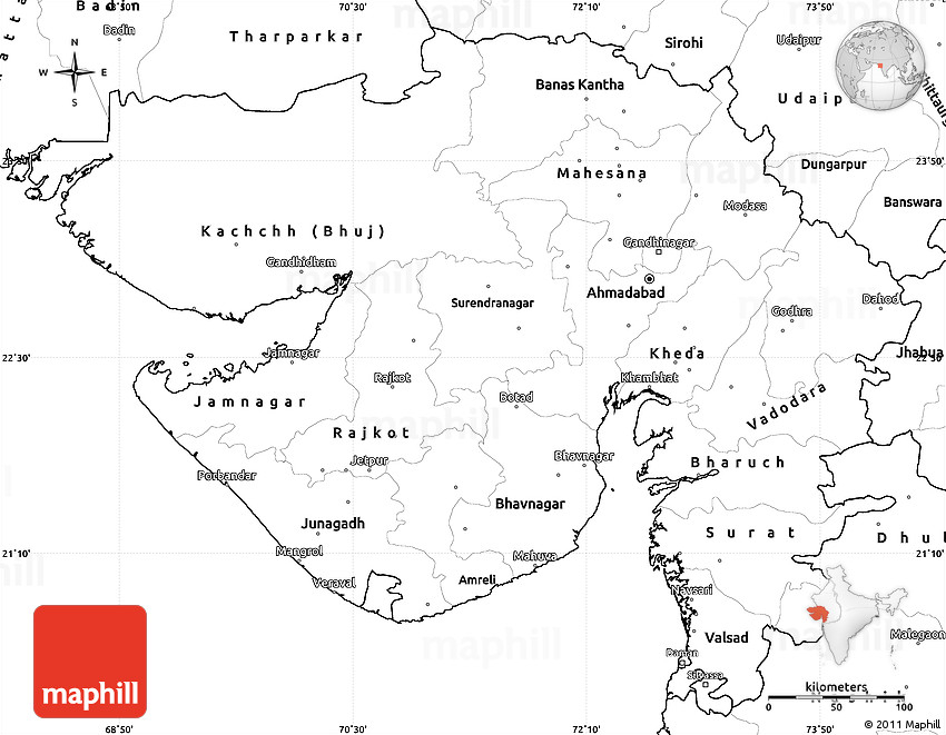 Blank Simple Map Of Gujarat