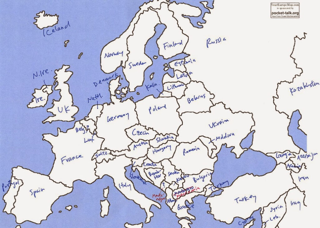 Free Europe Map Fill In The Blanks 2022 US Map Printable Blank