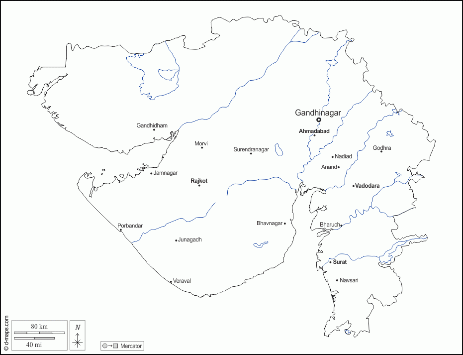 Gujarat Free Map Free Blank Map Free Outline Map Free Base Map 