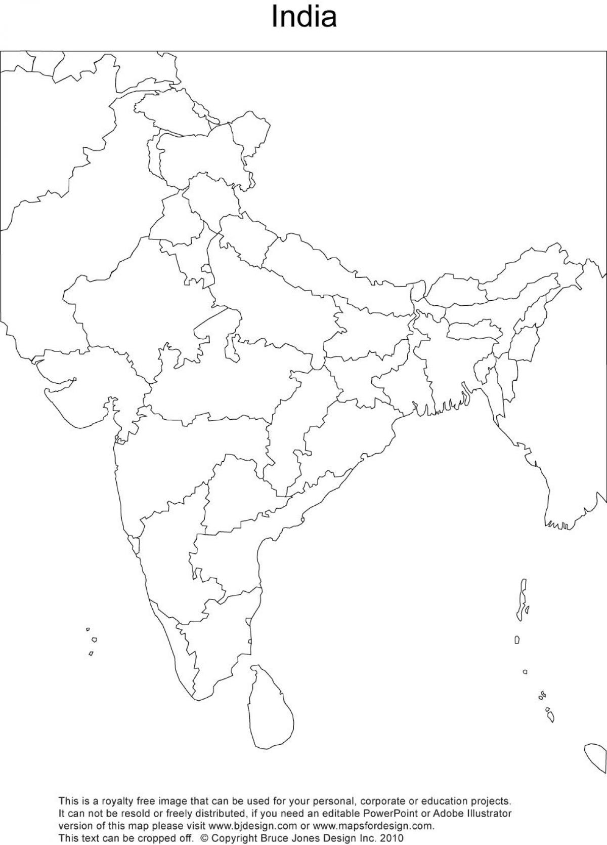 India Physical Map Blank Outline Blank Outline Physical Map Of India