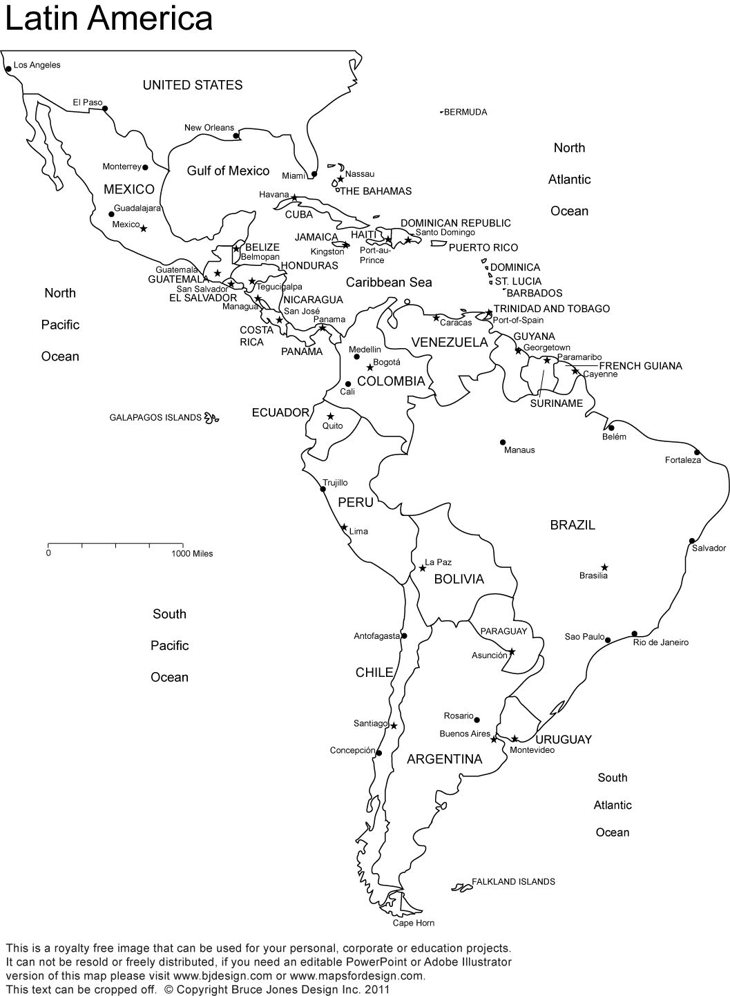 Latin America Printable Blank Map South America Brazil Spanish