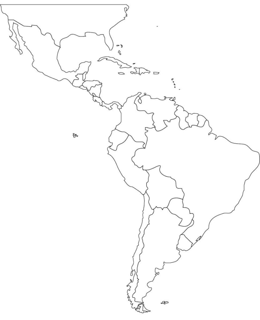 Latin America Printable Blank Map South Brazil At New Of Latin 