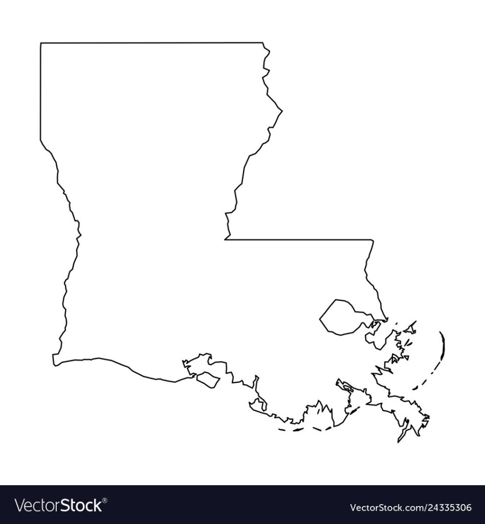 Louisiana State Usa Solid Black Outline Map Vector Image