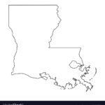 Louisiana State Usa Solid Black Outline Map Vector Image