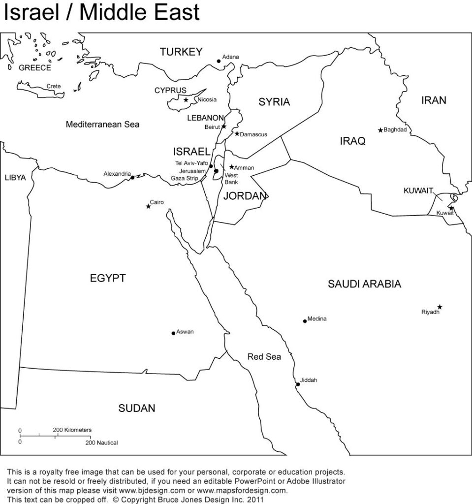 Middle East Blank Outline Map Printable Middle East Map Map Egypt Map