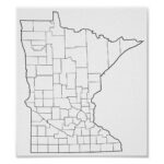 Minnesota Counties Blank Outline Map Poster Zazzle