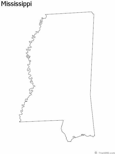 Mississippi State Blank Outline Map State Outline Outline Map