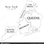 Modern City Map New York City Of The USA With Boroughs And Tit