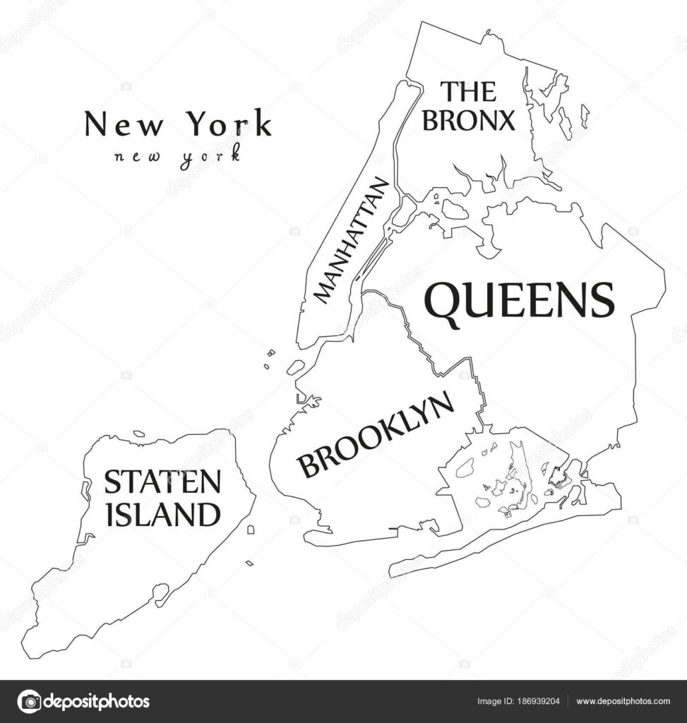 Modern City Map New York City Of The USA With Boroughs And Tit 
