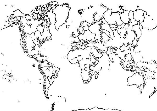 Mountains World Map Coloring Page Kids Play Color In 2021 World Map 