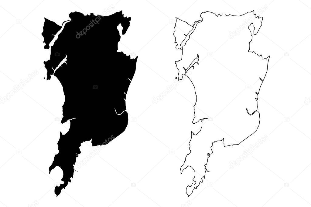 Mumbai City Republic Of India Maharashtra State Map Vector 