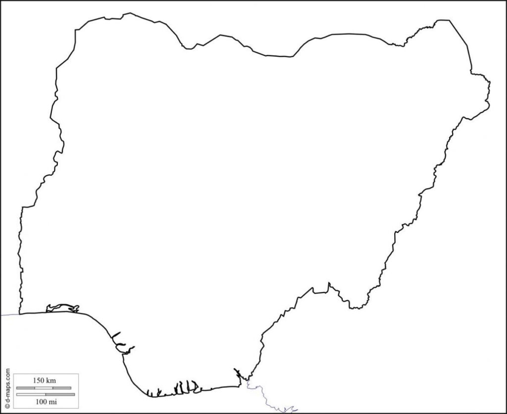 Nigeria Map Outline Map Of Nigeria Outline Western Africa Africa 