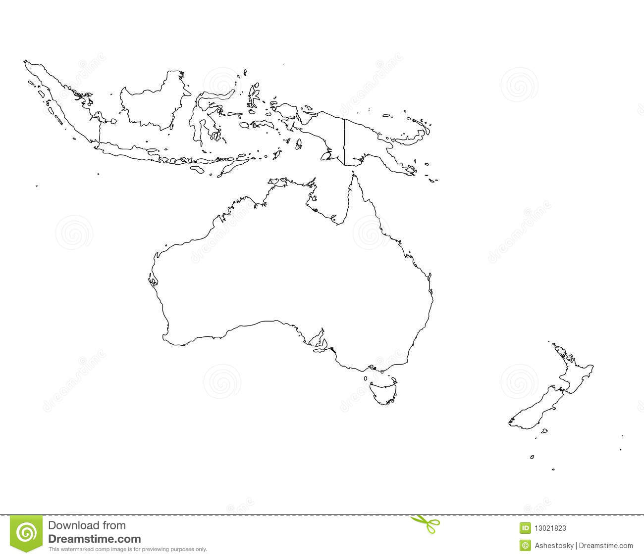 Oceania Outline Map Stock Vector Illustration Of Tropical 13021823