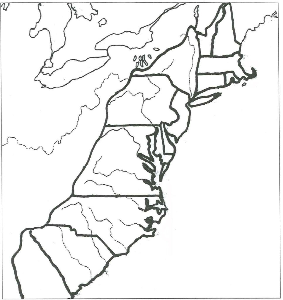 Original 13 Colonies Coloring Page Outline Only no Words Social 