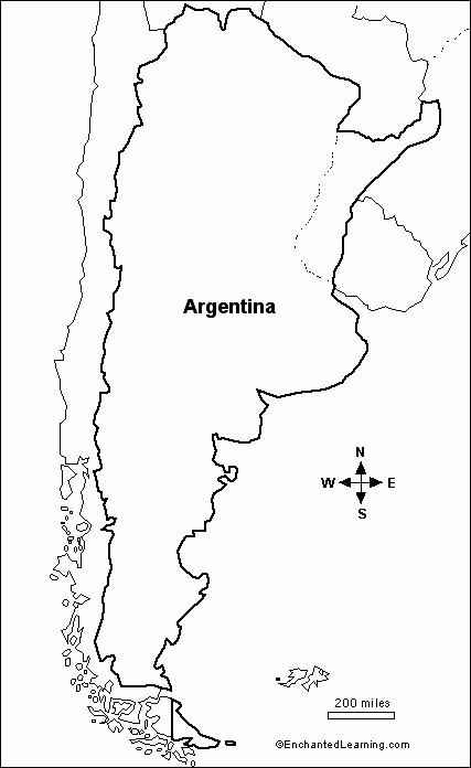 Outline Map Argentina EnchantedLearning