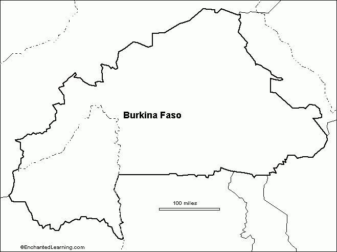Outline Map Burkina Faso EnchantedLearning