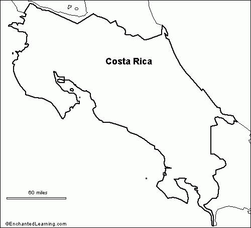 Outline Map Costa Rica EnchantedLearning